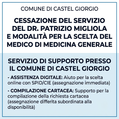 Cessazione del servizio del dr. Patrizio Migliola e modalità per la scelta del medico di medicina generale